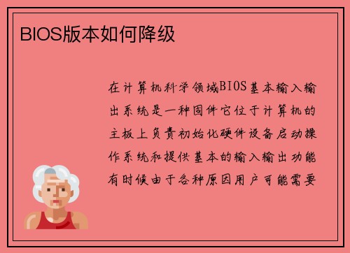 BIOS版本如何降级