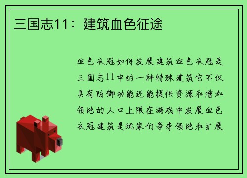 三国志11：建筑血色征途